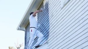 professional painter using a paint sprayer