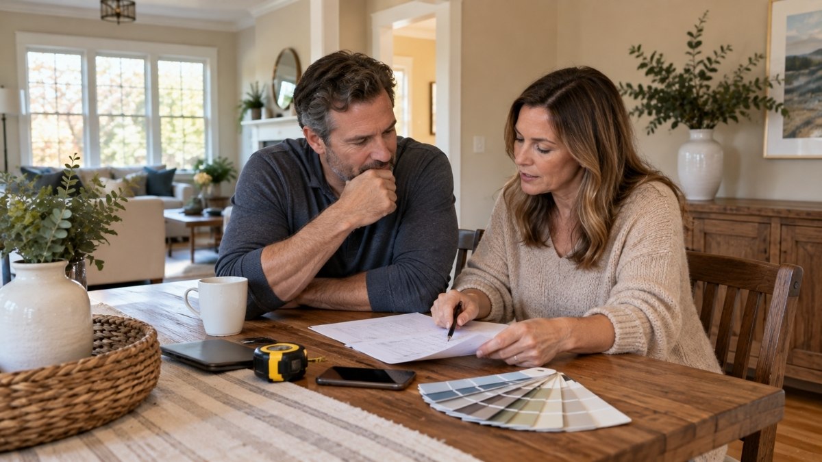 discussing whether to hire a professional painting service