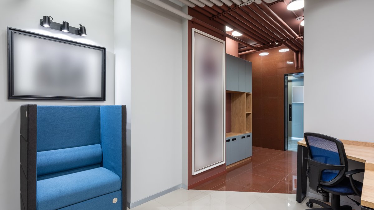 Contemporary office environment with modern seating and workspace setup for productivity