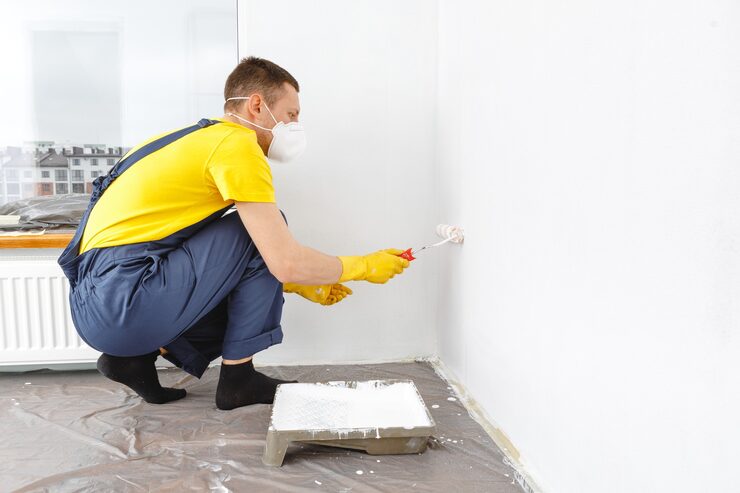 man paints walls