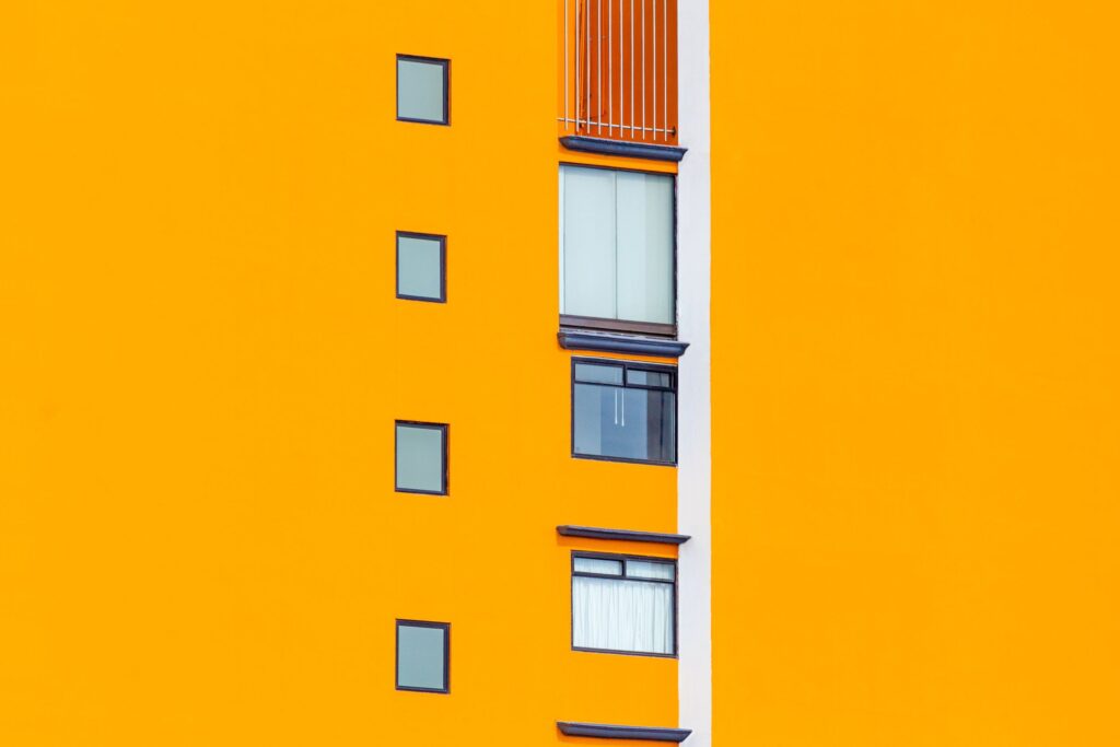 Yellow wall paint of a commercial building