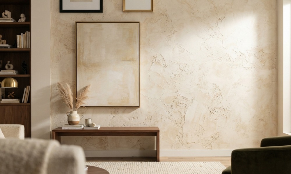 Venetian plaster accent wall
