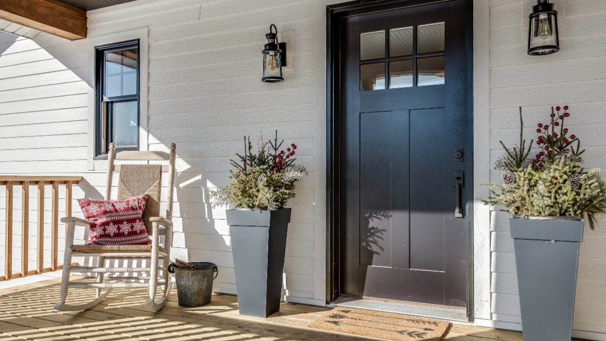 dark paneled front door